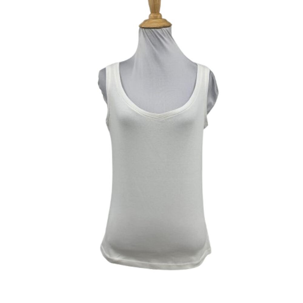 Fresh Produce Tank Top Women S Small Off White Cotton Blend Stretch Soft Classic